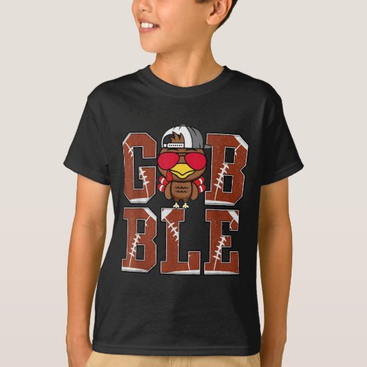 Funny Football Gobble Turkey Thanksgiving Boys Kid T-shirt (Voorkant)