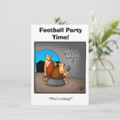 Funny Football Humor Party Invitation Kaart (Staand voorkant)