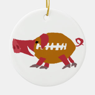 Funny Football Pig Pigskin Keramisch Ornament