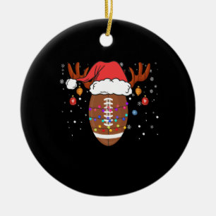 Funny Football Reindekerstman Keramisch Ornament