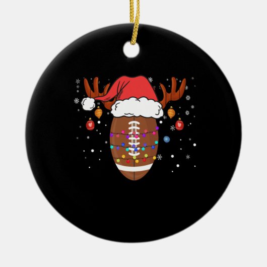 Funny Football Reindekerstman Keramisch Ornament (Voorkant)