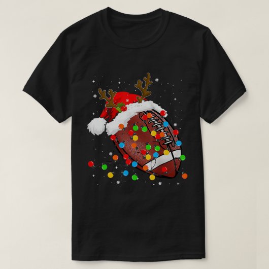 Funny Football ReindeSanta Hat Kerstwinter T-shirt (Design voorkant)