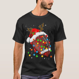 Funny Football ReindeSanta Hat Kerstwinter T-shirt