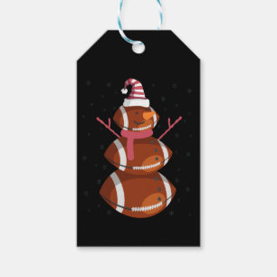 Funny Football Rugby Snowman Nieuwjaar Cadeaulabel