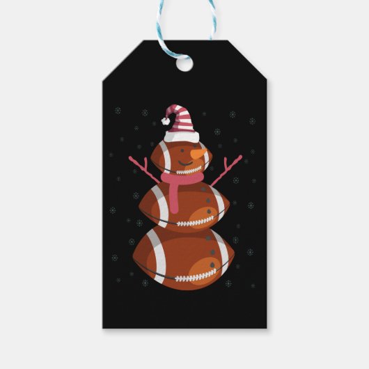 Funny Football Rugby Snowman Nieuwjaar Cadeaulabel (Voorkant)