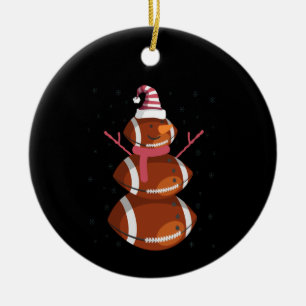Funny Football Rugby Snowman Nieuwjaar Keramisch Ornament