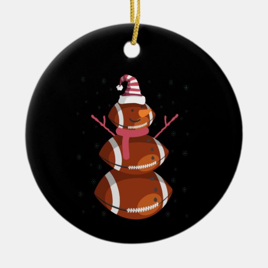 Funny Football Rugby Snowman Nieuwjaar Keramisch Ornament (Voorkant)