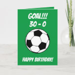 Funny Football Soccer Green Son 30th Birthday Kaart<br><div class="desc">Funny Football Soccer Green Son 30th Birthday heeft een uniek design made for anyone looking for something special for their son his birthday. The design features a funny ball graphic in the front with customizable text that you can personalize, so, don't hesitate to customize it in order to make your...</div>