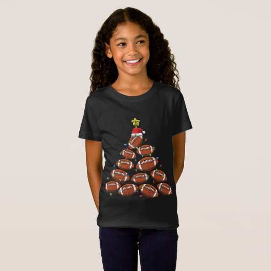 Funny Football speler Team Kerstboom T-shirt (Voorkant volledig)
