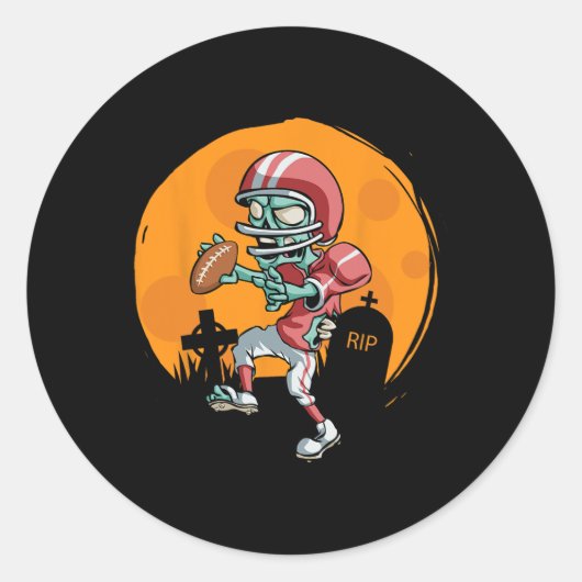 Funny Football Zombie Player Halloween Football Sp Ronde Sticker (Voorkant)