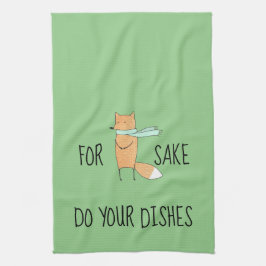 Funny for Fox Sake do Dishes Theedoek