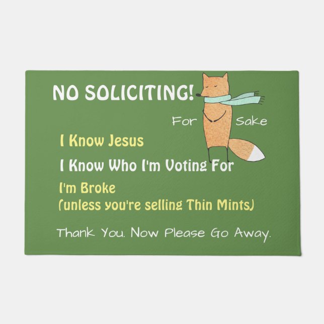 Funny for Fox Sake No Soliciting Deurmat (Voorkant)