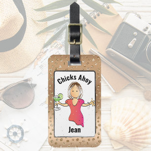 Funny for her Cruising Girly Glitter Bagagelabel