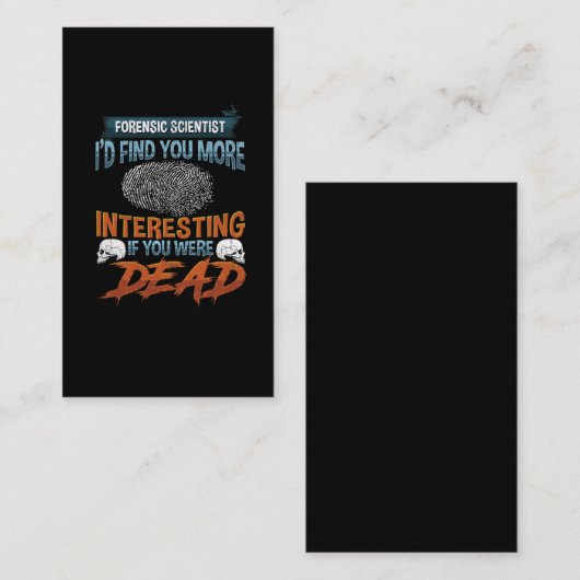 Funny Forensic Science Police rechercheur Quote Visitekaartje (Voorkant / Achterkant)