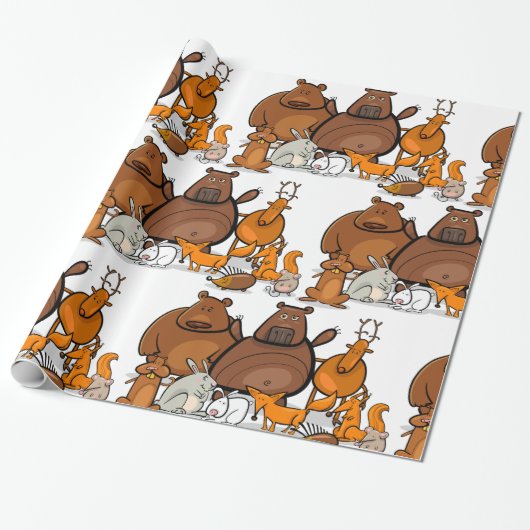 Funny Forest Animals Cadeaupapier (Uitgerold)
