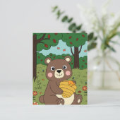 Funny Forest Baby Beer met Honey Jar Feestdagenkaart (Staand voorkant)