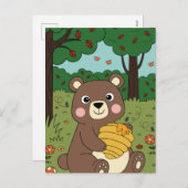 Funny Forest Baby Beer met Honey Jar Feestdagenkaart (Voorkant / Achterkant)