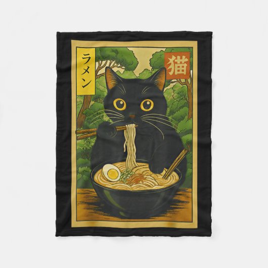 Funny Forest Ramen Cat Japanese Noodle Kitten  Fleece Deken (Voorkant)