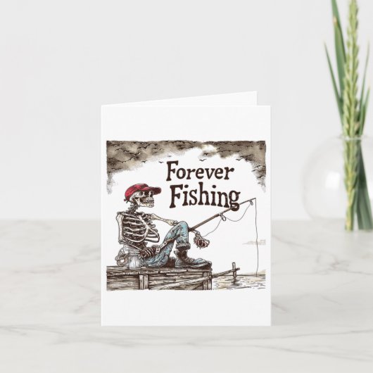 Funny Forever Vist Skeleton Humorous Fisherman Kaart (Voorkant)