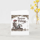 Funny Forever Vist Skeleton Humorous Fisherman Kaart (Gele Bloem)