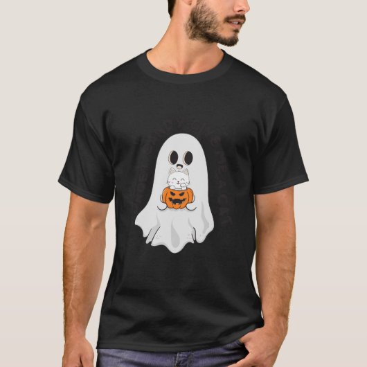 Funny Forget Snoep Geef me een Cat Schattige Ghost T-shirt (Voorkant)