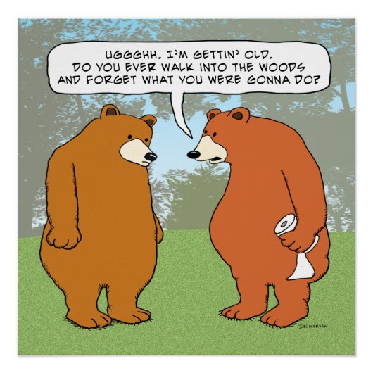 Funny Forgetful Beer in Bos Poster (Voorkant)