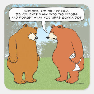 Funny Forgetful Beer in Bos Vierkante Sticker
