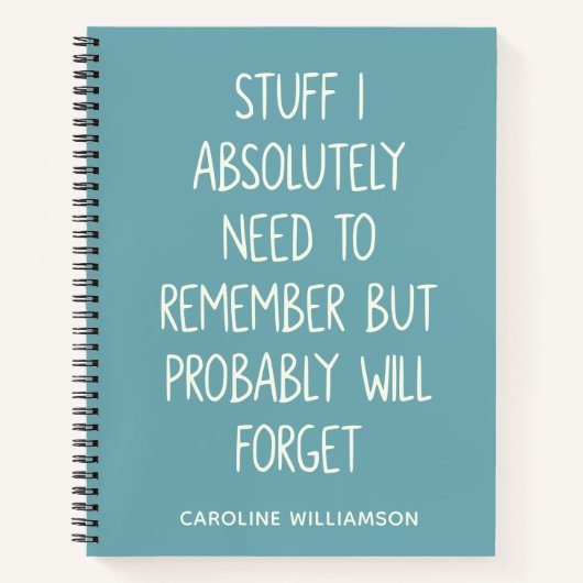 Funny Forgetful People Quote To Do List Teal Name Notitieboek (Voorkant)