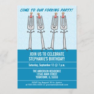 Funny Forking Birthday Party Kaart