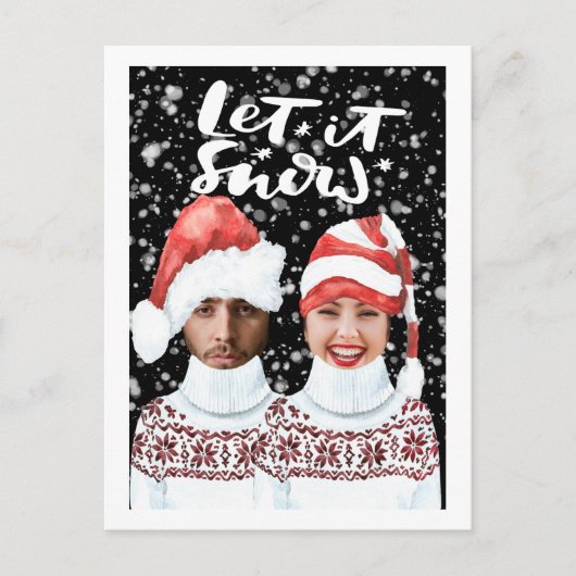 Funny Foto op maat gemaakt kerstfeest laat het sne Feestdagenkaart (Voorkant)