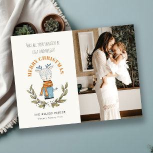 Funny Foto Ugly Sweater Leafy Reindekerst Feestdagenkaart