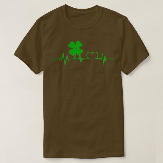 Funny Four Leaf Clover Shamrock Heartbeat St T-shirt (Design voorkant)