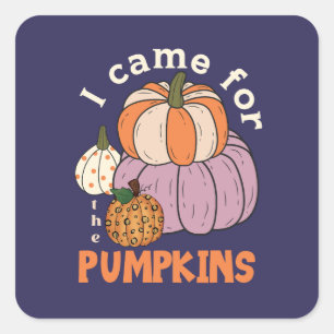 Funny Four Pumpkins Herfst Vierkante Sticker