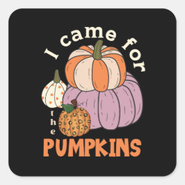 Funny Four Pumpkins Herfst Vierkante Sticker
