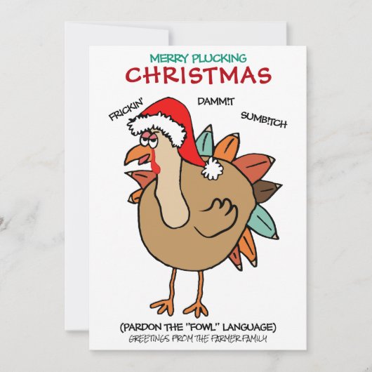 Funny Fowl Turkey Santa Hat Kerstmis Feestdagenkaart (Voorkant)