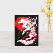 Funny Fox Animal Cute Okami Basic Japan Style Retr Kaart (Gele Bloem)