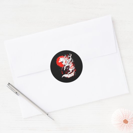 Funny Fox Animal Cute Okami Basic Japan Style Retr Ronde Sticker (Envelop)