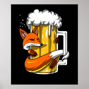 Funny Fox Beer Drink de Partij voor Dierenschenkin Poster