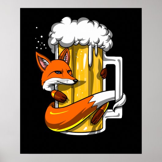 Funny Fox Beer Drink de Partij voor Dierenschenkin Poster (Voorkant)