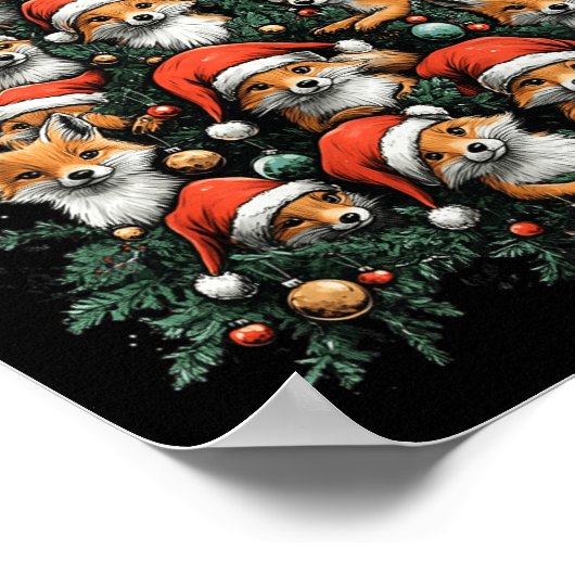 Funny Fox Christmas Foxes Xmas Tree Fox Lover Kind Poster (Hoek)