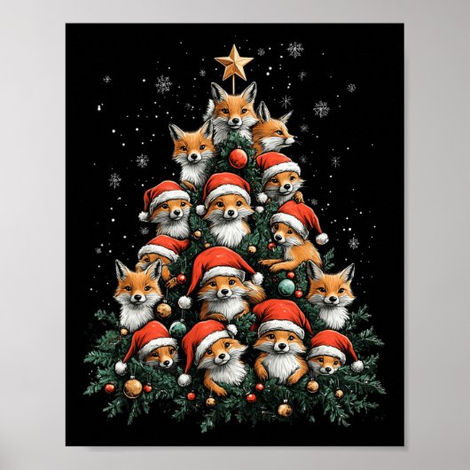 Funny Fox Christmas Foxes Xmas Tree Fox Lover Kind Poster (Voorkant)