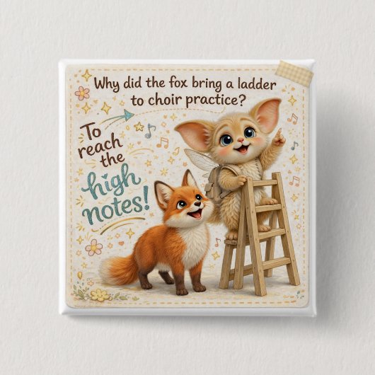 Funny Fox Dad Joke Vierkante Button 5,1 Cm (Voorkant)