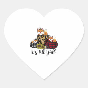 Funny Fox Het is Herfst Y'all Thanksgiving Dierenl Hart Sticker