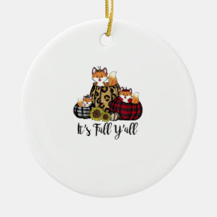 Funny Fox Het is Herfst Y'all Thanksgiving Dierenl Keramisch Ornament