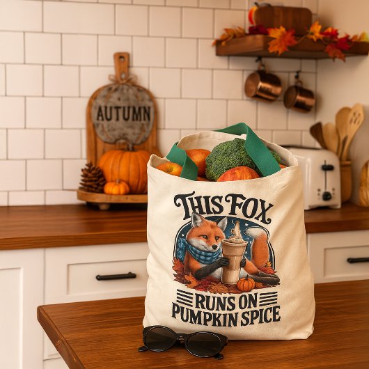 Funny Fox Pumpkin Spice Fall Coffee Humor Tote Bag