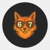 Funny Fox Sungles 67 Six Seven Meme Ronde Sticker (Voorkant)