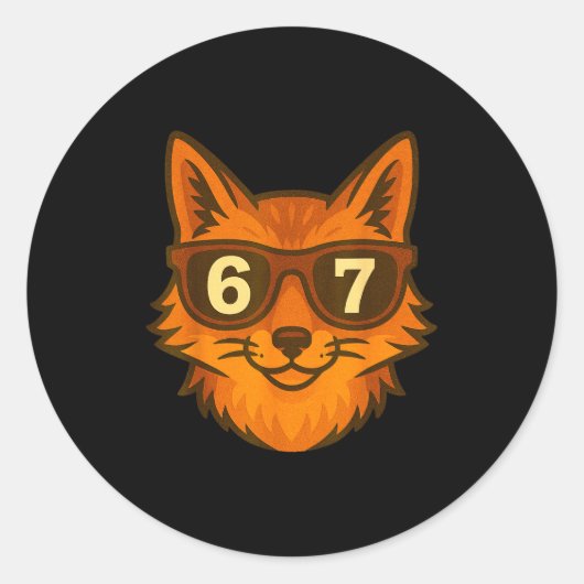 Funny Fox Sungles 67 Six Seven Meme  Ronde Sticker (Voorkant)