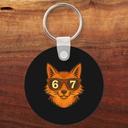 Funny Fox Sungles 67 Six Seven Meme  Sleutelhanger (Voorkant)