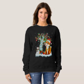 Funny Fox Xmas Tree Lighting Santa Hat Fox Christm Trui (Voorkant volledig)