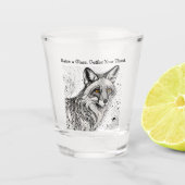 Funny Fox Zwart Wit Ink Gepersonaliseerd Shot Glas (Voorkant)